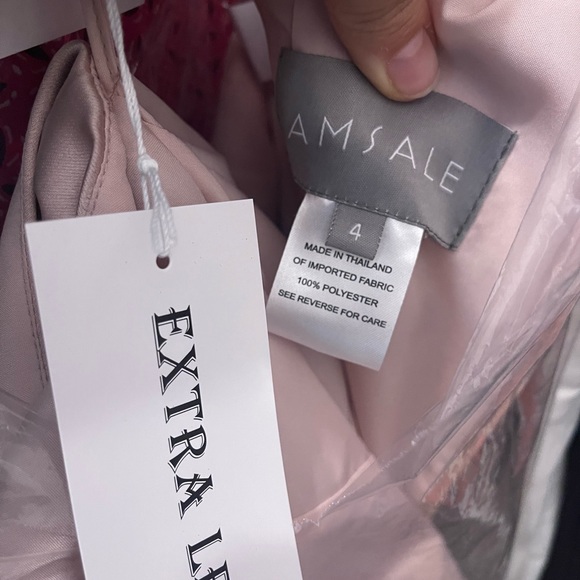 NWT NEVER-WORN AMSALE ROSE-QUARTZ BRIDESMAID DRESS EXTRA LENGTH (size 4) - Picture 4 of 4